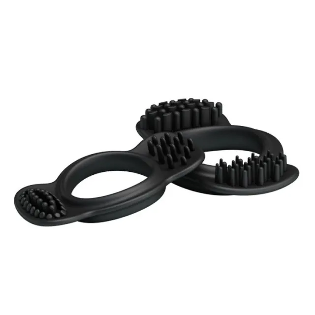 Эрекционное кольцо Baile Double Cock Ring, набор из 2 шт (черный)