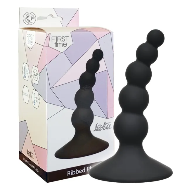 Анальна пробка Lola Games Ribbed Plug, 10.5 см (чорний)