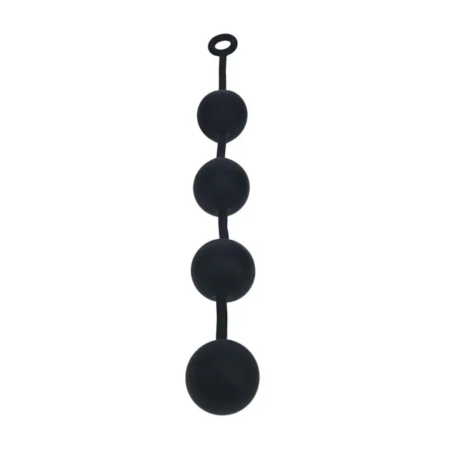 Shots Round Silicone Anal Balls - Łańcuszek analny, Czarny, 52.5 cm