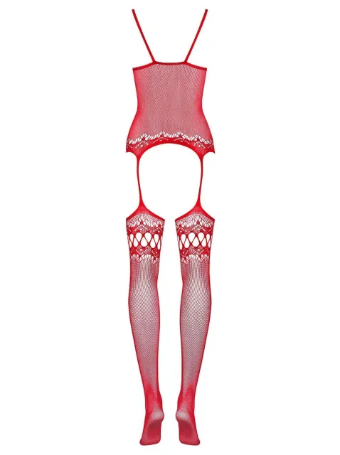 Сексуальний комбінезон в сітку Obsessive F214, S/M/L (червоний)