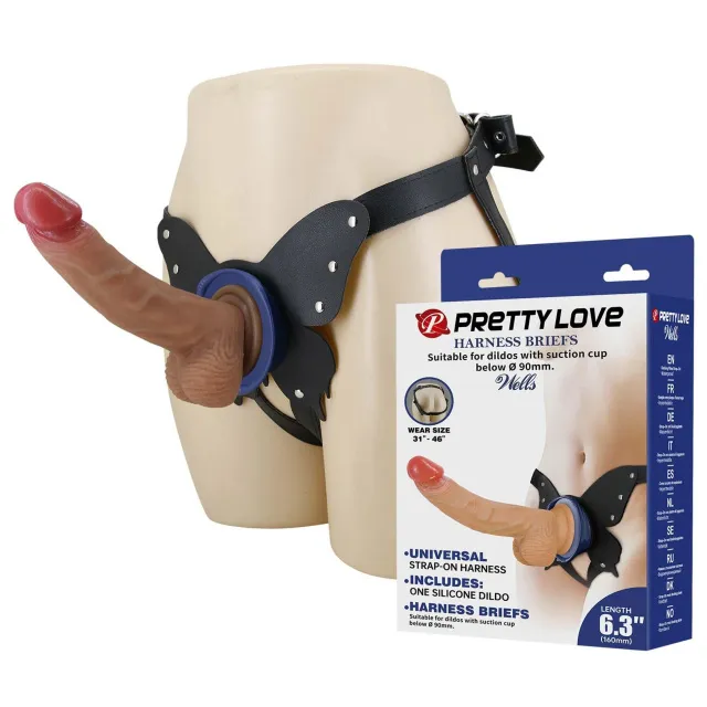 Страпон Pretty Love Harness Briefs Wells 6.3", 20.6 см (телесный)