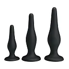 Набір анальних пробок Begginer's Mini Anal Kit, 3 шт (чорний)