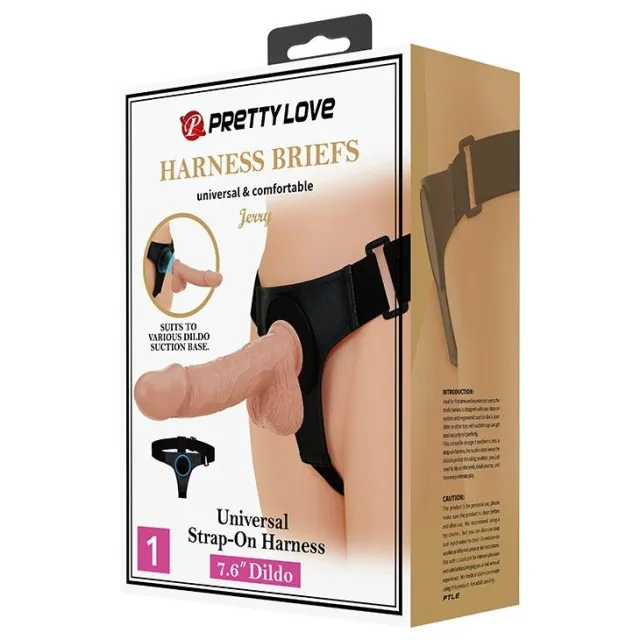 Pretty Love Harness Briefs Jerry - Strapon, W kolorze cielistym, 21, 8 cm