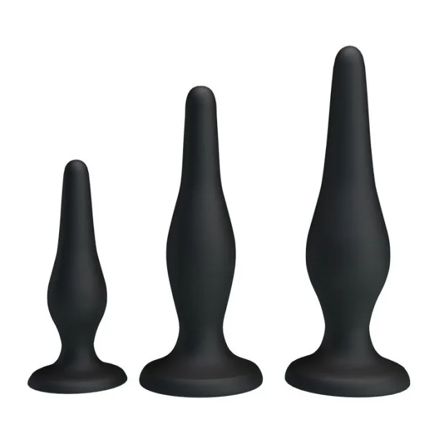 Набір анальних пробок Begginer's Mini Anal Kit, 3 шт (чорний)
