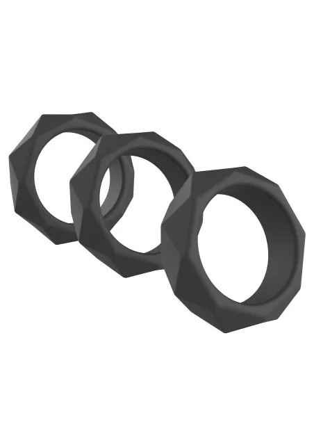 Hidden Desire Heavy C-Ring Set - Zestaw pierścieni erekcyjnych, Czarny, 7 cm