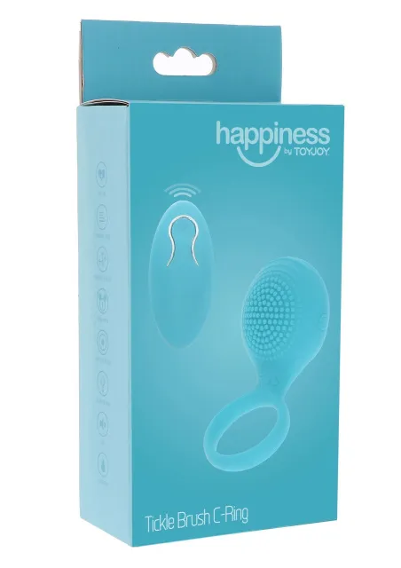 Виброкольцо Toy Joy Happiness Tickle Brush C-Ring, 8.2 см (голубой)
