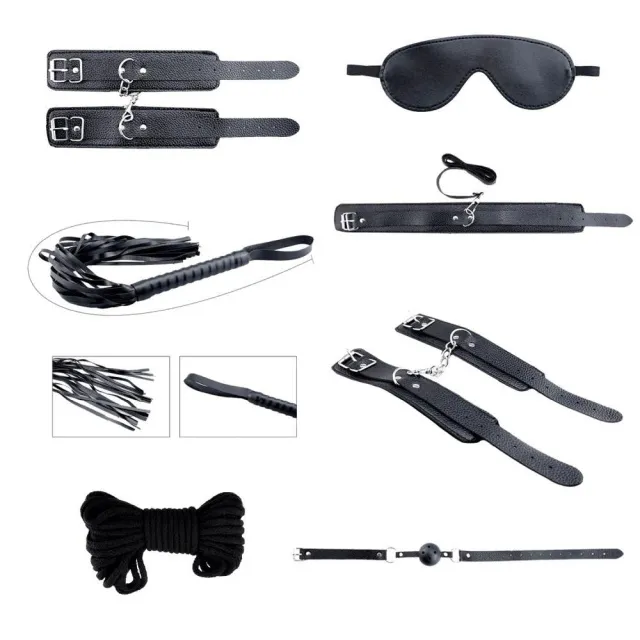 BDSM набор Alive Secret Desires Black BDSM Kit, 8 предметов (черный)