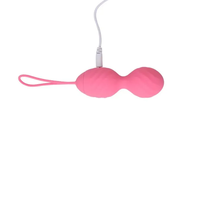 M-mello Ridged Vibrating Bullet - Kulki gejszy, Różowy, 19 cm