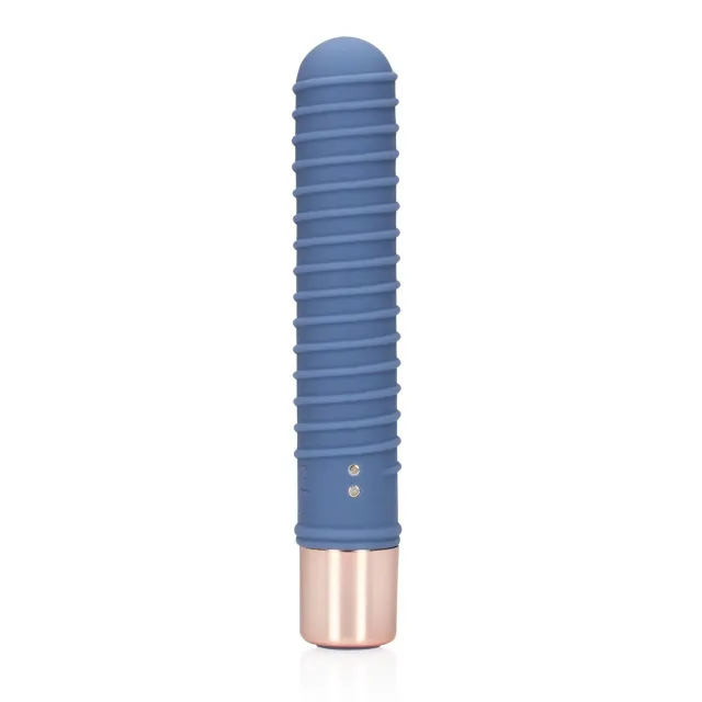 Вібратор Loveline Ribbed Mini, 14.1 см (синій)