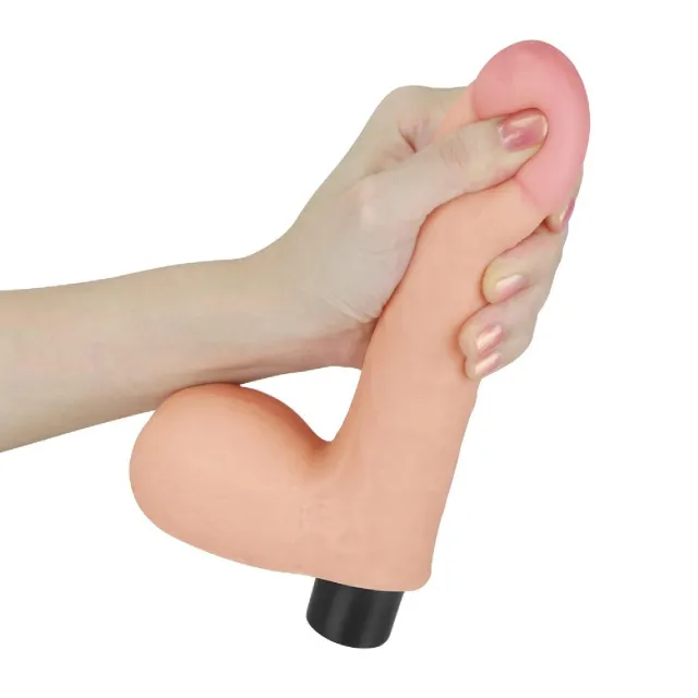 Реалистичный вибратор Real Softee Vibrator With Balls Flesh, 17 см  (телесный)