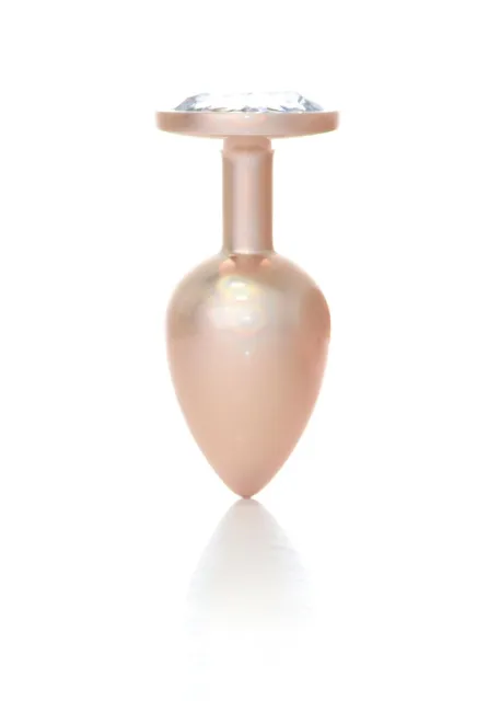 Анальная пробка Jewellery Pearl Gold Plug Clear S, 7 см (золотой)
