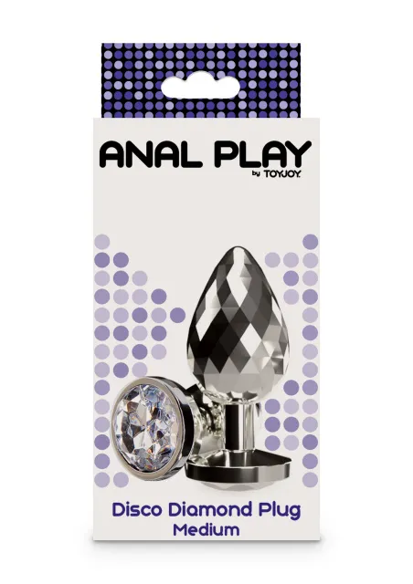 Анальная пробка Anal Play Disco Diamond Plug Medium, 8,2 см (серебристый)