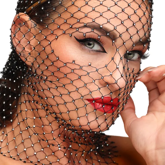Маска на очі Kinky Diva Starlet Face Mask Black/Rhinestones (чорний)