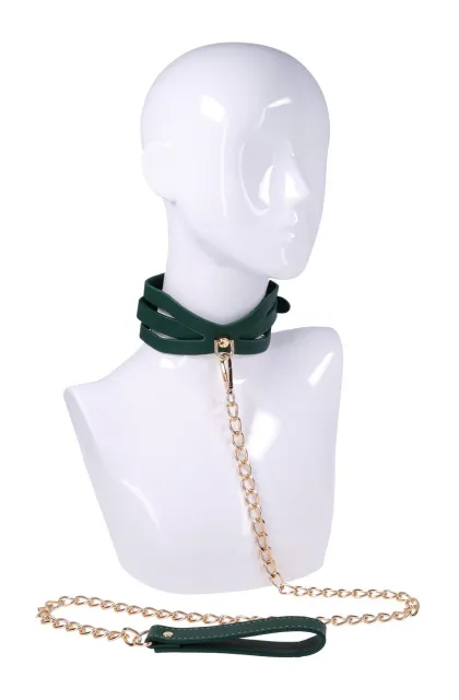 Ошейник с поводком Sportsheets Indica Cutout Collar And Leash (изумрудный)