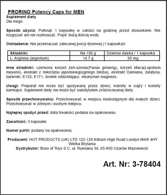 Капсули для чоловіків Hot Prorino Men, 5 шт