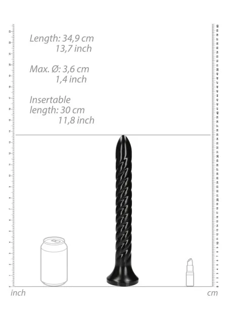 Ouch! Swirled Anal Snake - Dildo, Czarny, 34.9 cm