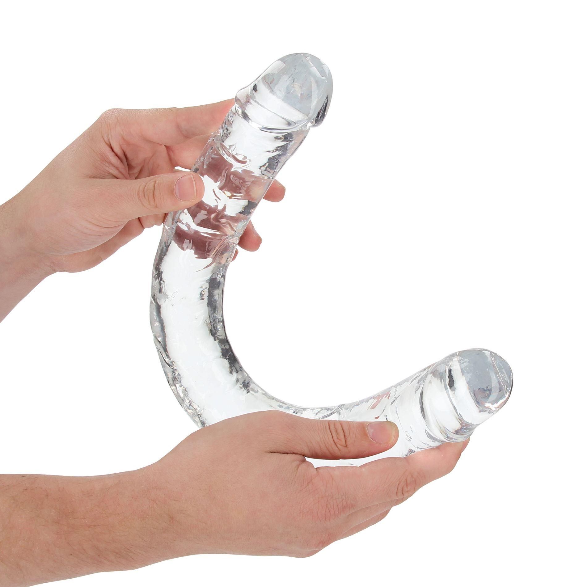 Двухсторонний фаллоимитатор RealRock Realistic Double Dong, 45 см (прозрачный)
