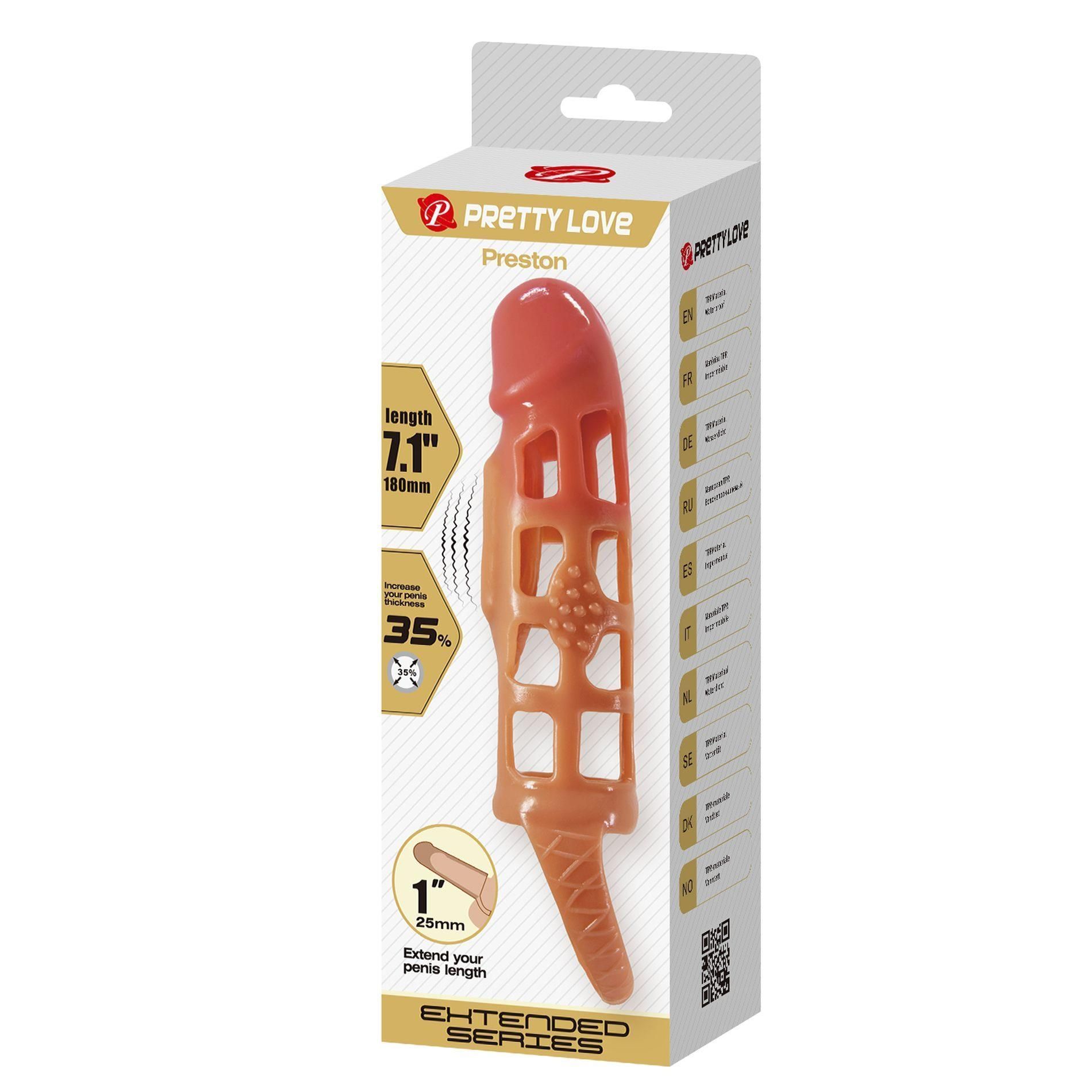 Насадка на пенис Pretty Love Preston, 18 см (телесный)