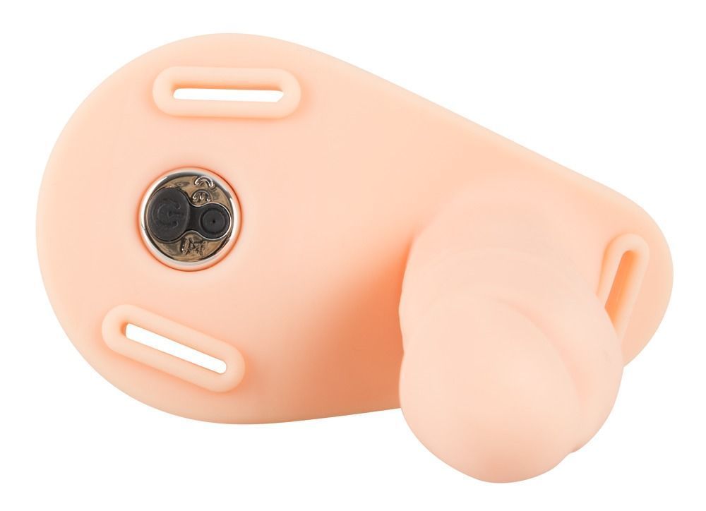 Podwójny strapon Vibrating Double Strap-On, 15,7 cm (cielisty)