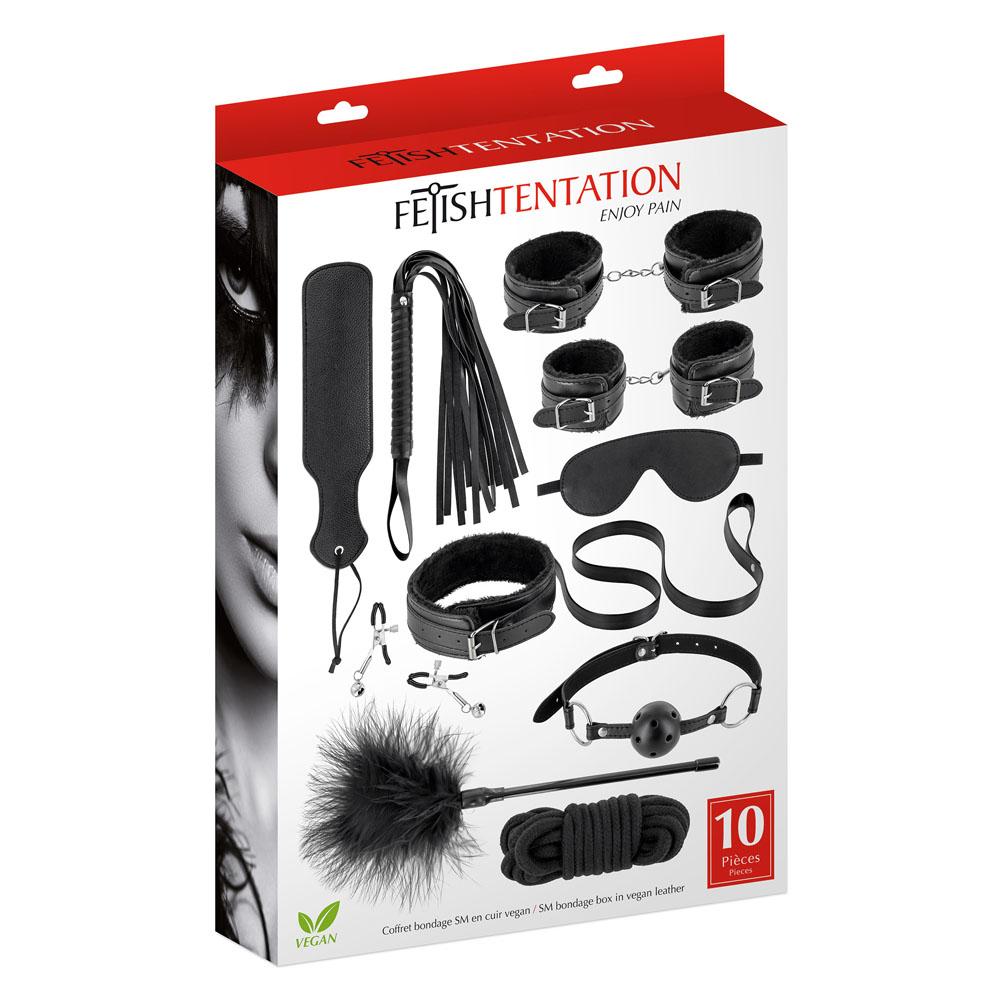 BDSM набор Fetish Tentation Enjoy Pain SM Bondage Box, 10 шт (черный)