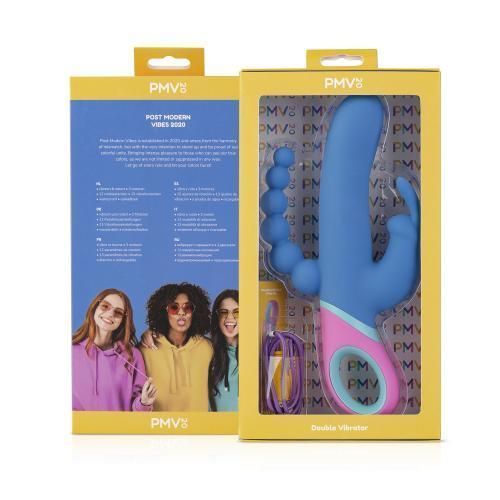 Вібратор кролик PMV20 Vice Double Vibrator, 23 см (синій)