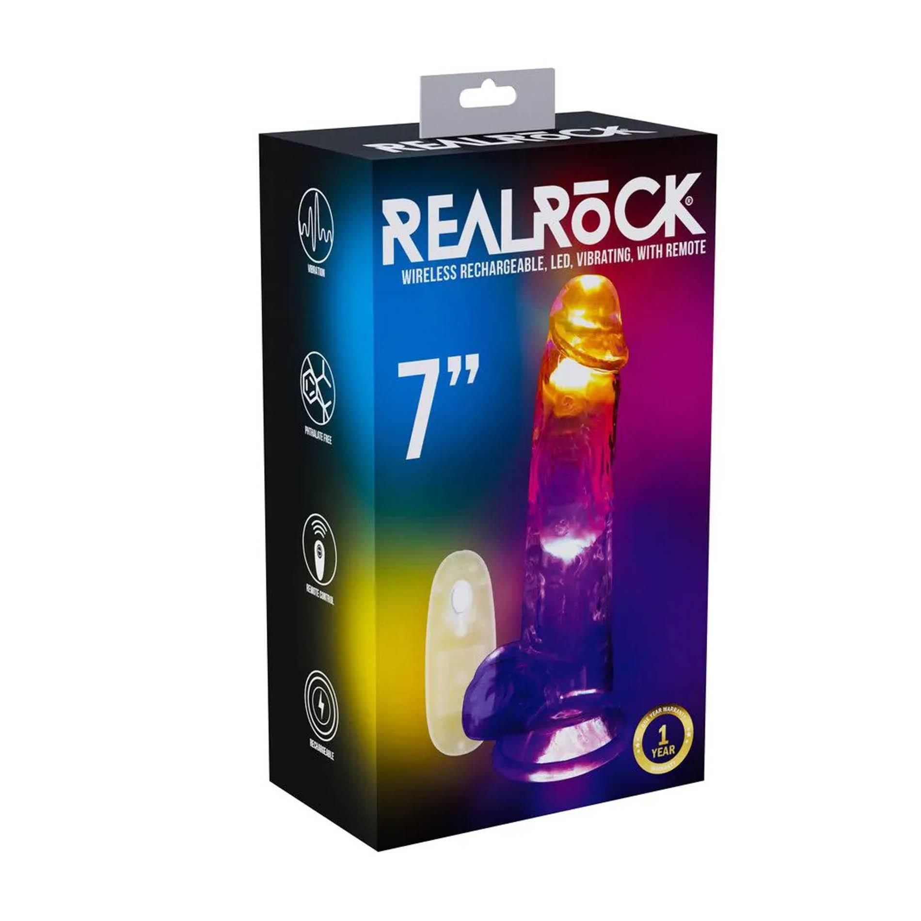 Вибратор RealRock LED Vibrating, 19.5 см (прозрачный)