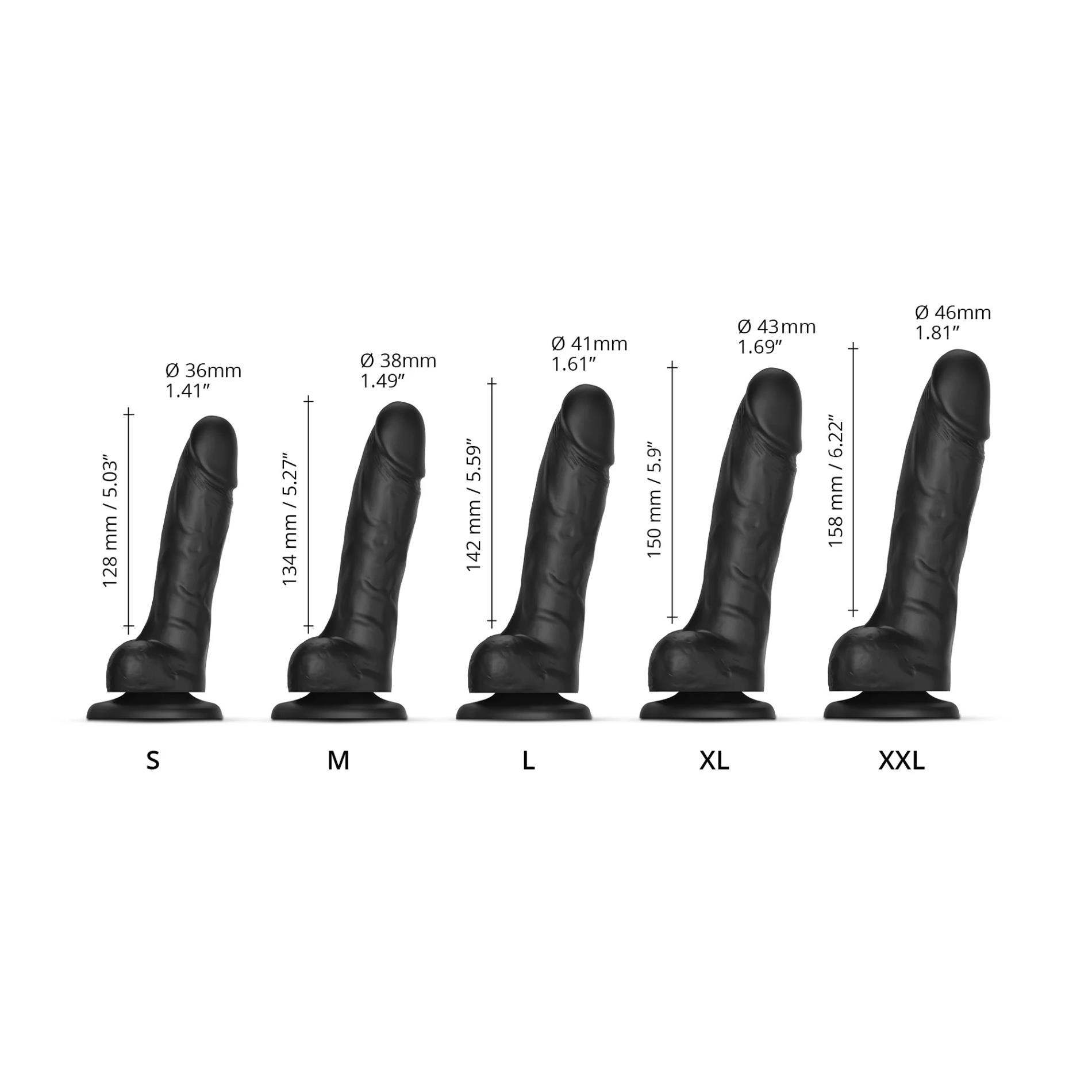 Фаллоимитатор Strap-On-Me Sliding Skin Realistic Dildo M, 18.5 см (черный)