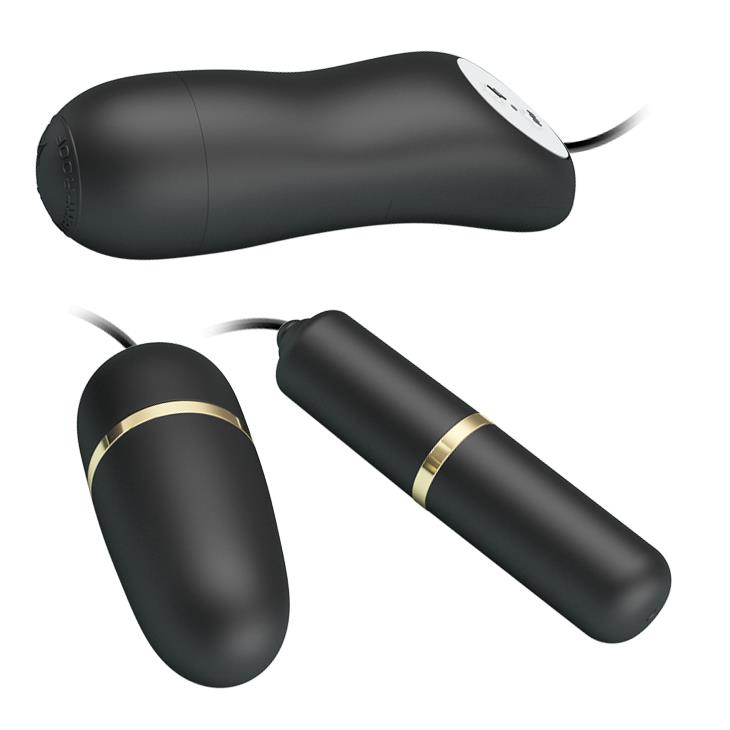 Набор игрушек Pretty Love Double Vibro Bullet, 2 шт (черный)