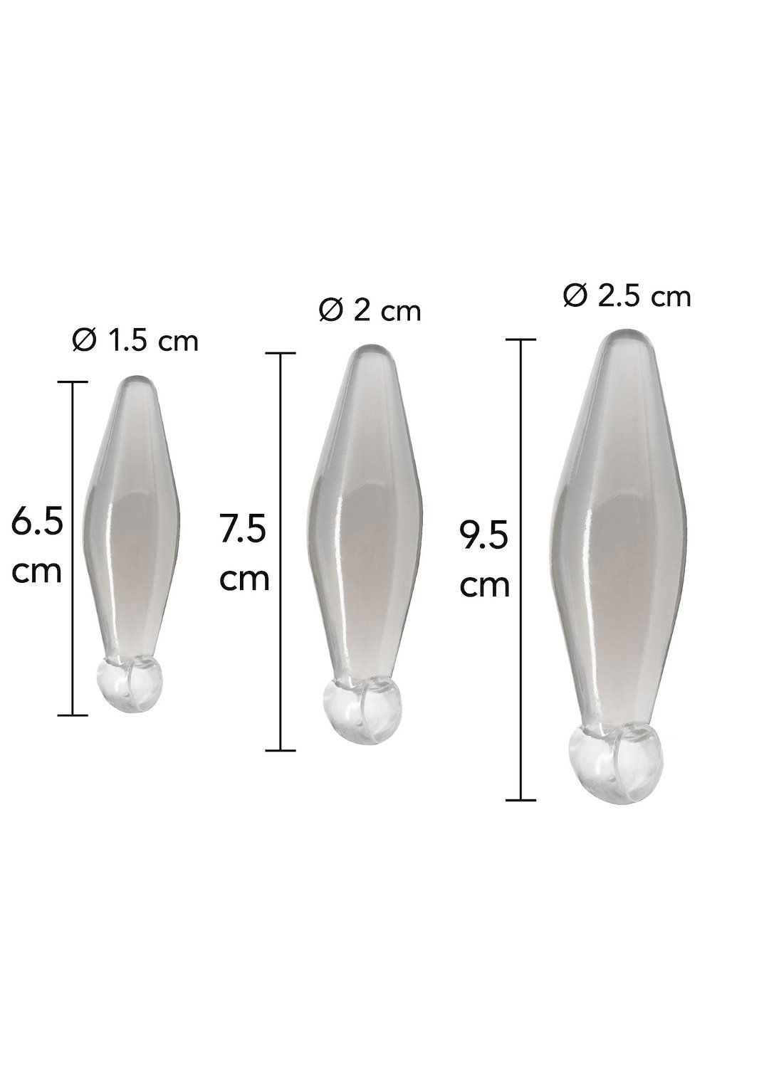 TOYJOY - Zestaw korków analnych, Przezroczysty, 10 cm