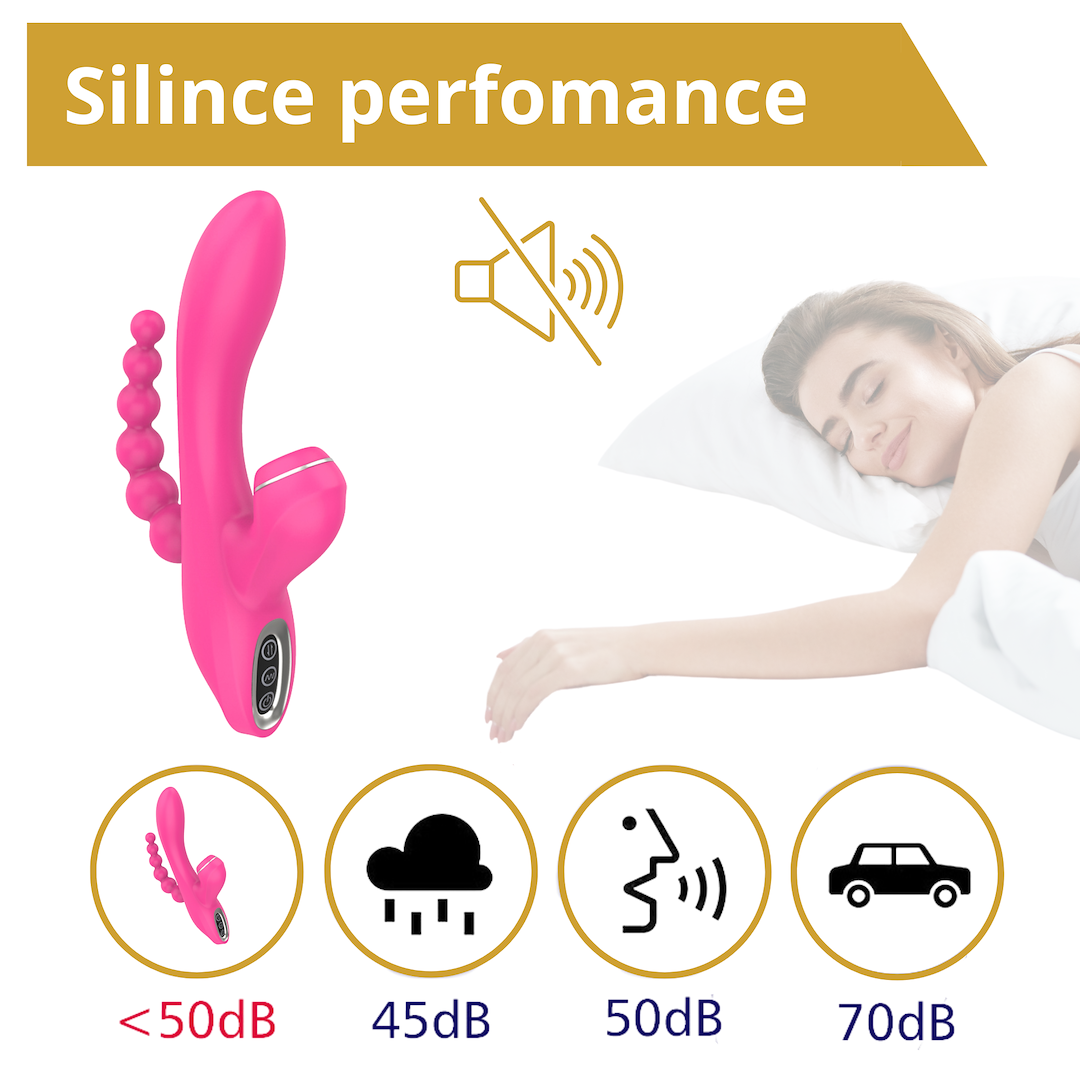 Вибратор Sweet Play Sucking Vibrator With Anal Beads A3, 20.8 см (розовый)