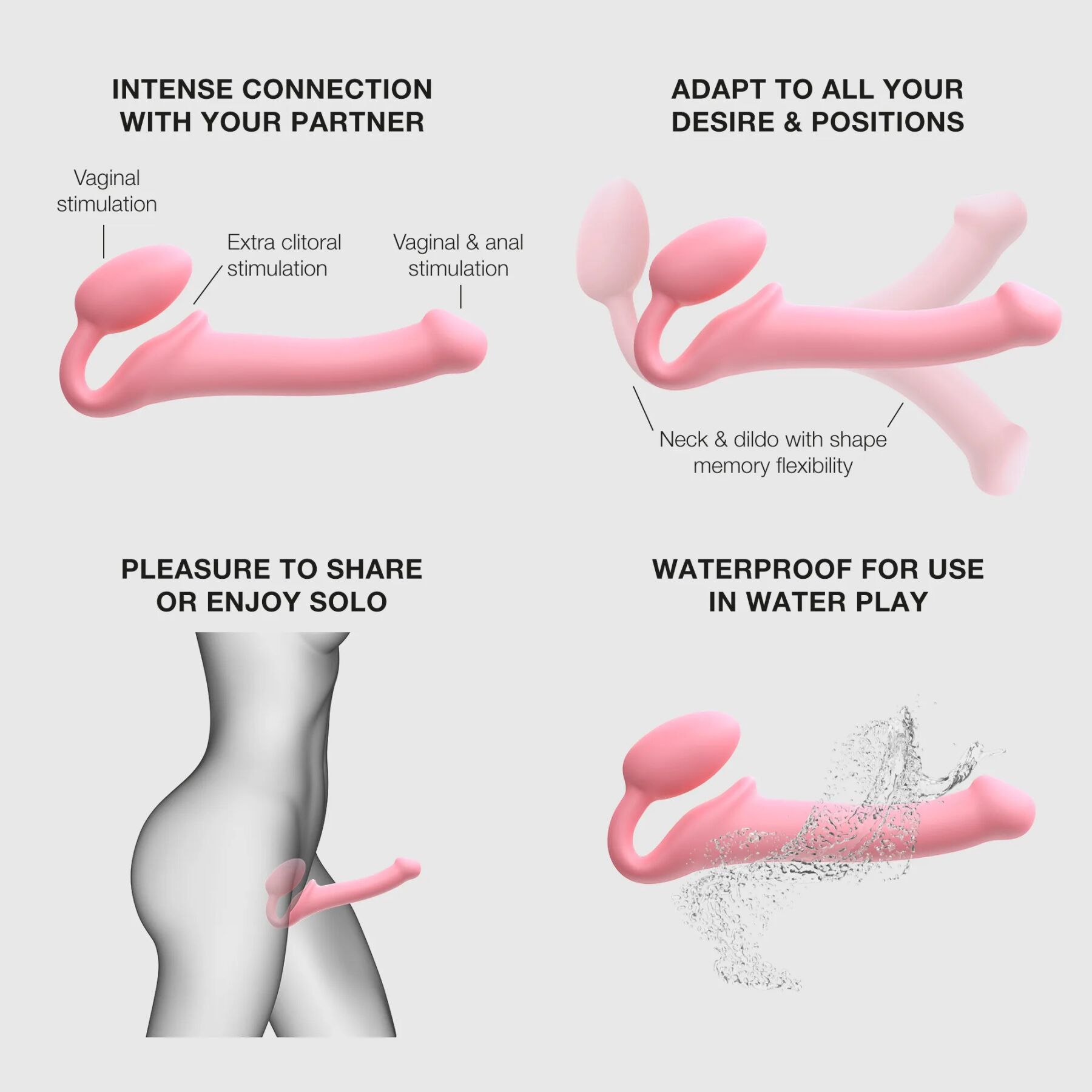 Страпон Dorcel Semi-Realistic Bendable Strap-On, M (рожевий)