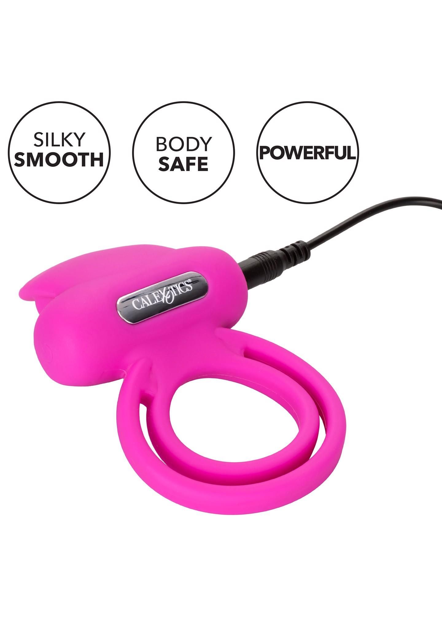 Виброкольцо CalExotics Dual Clit Flicker Enhancer, 6х3.7 см (розовый)