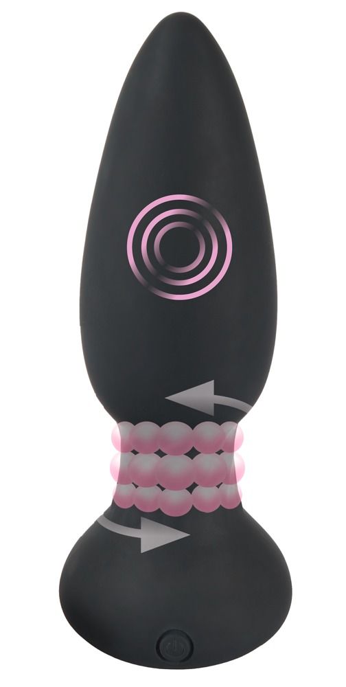 Анальна пробка Black Velvets Rotating & Vibrating Plug, 14 см (чорний)