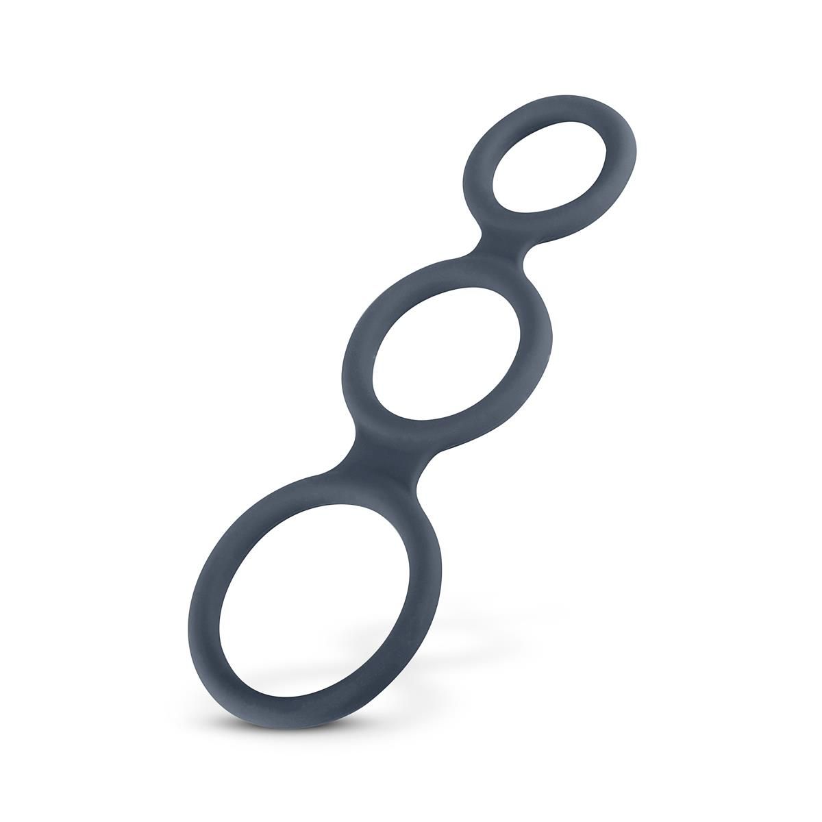 Ерекційне кільце Boners Triple Cock Ring, 18 см (сірий)