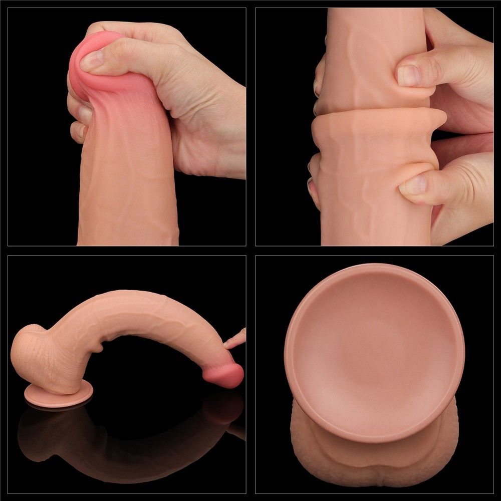Фаллоимитатор LoveToy Sliding-Skin Dual Layer Dong King Sized, 34 см (телесный)