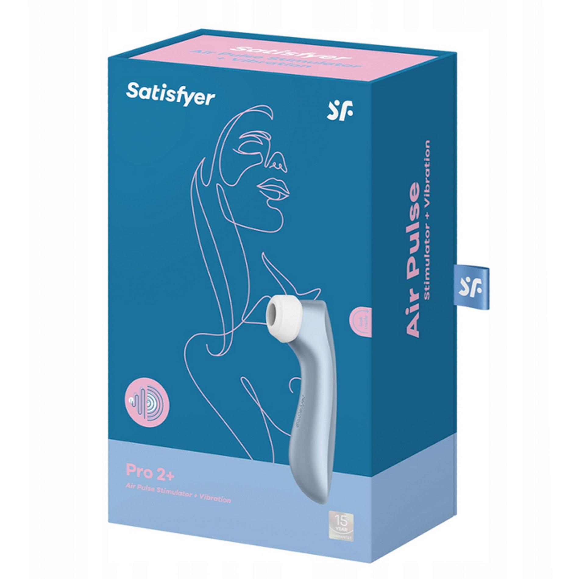 Вакуумный стимулятор клитора с вибрацией Satisfyer Pro 2+ (голубой)