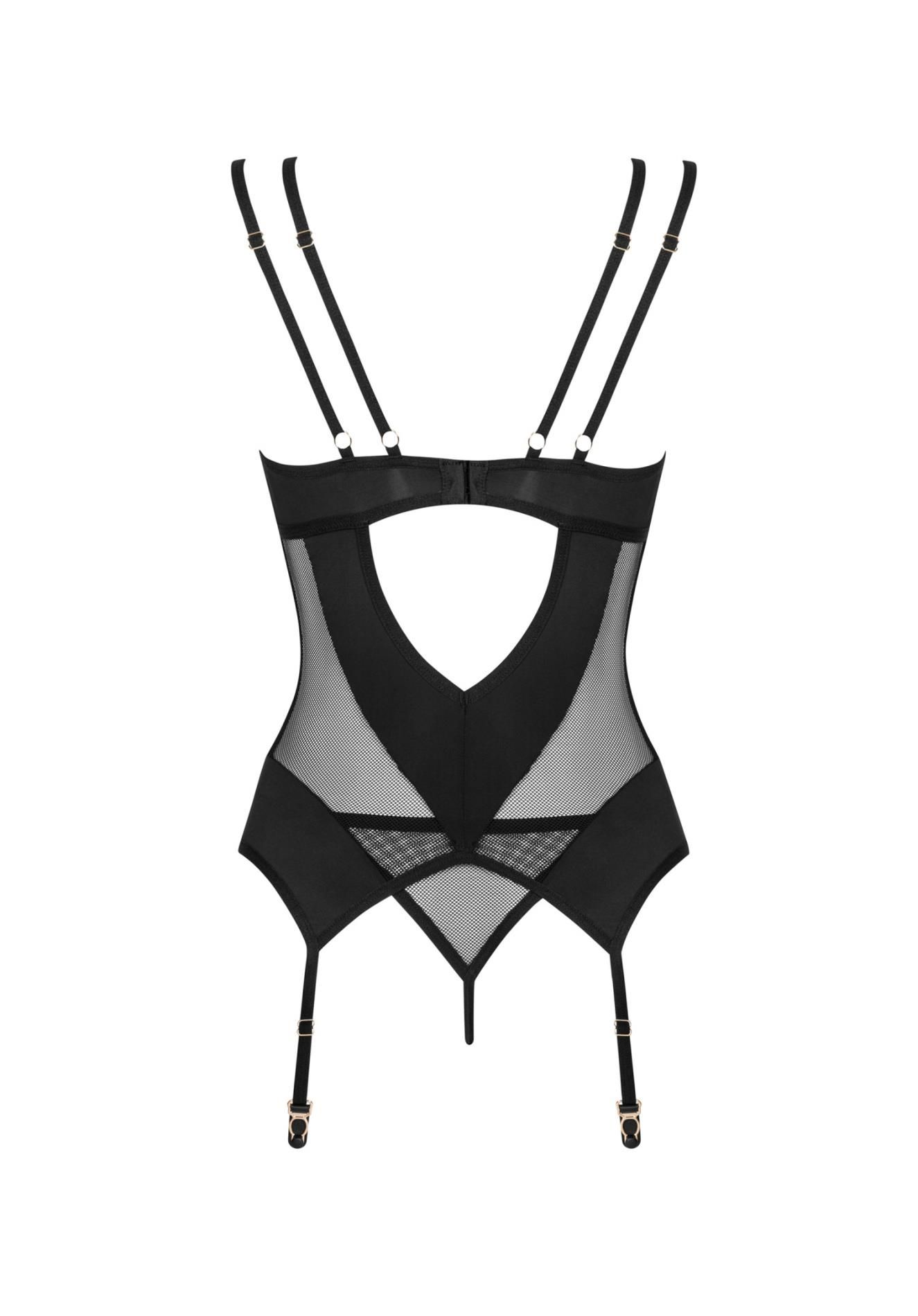 Корсет и стринги Obsessive Nesari, M/L (черный)