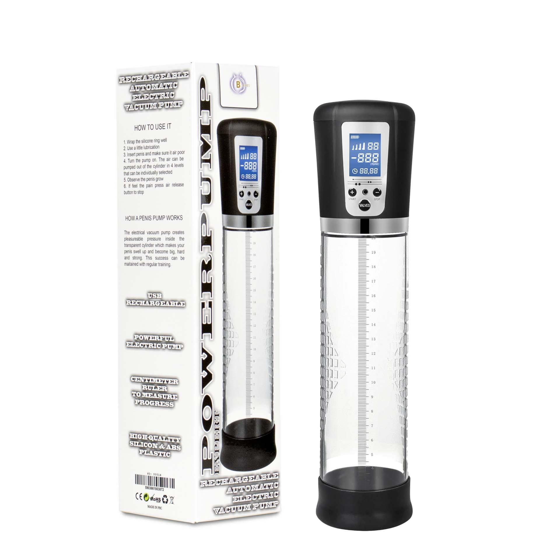 Вакуумная помпа для пениса B - Series Power Powerpump USB Rechargeable Automatic Electric Vacuum Pump (прозрачный)