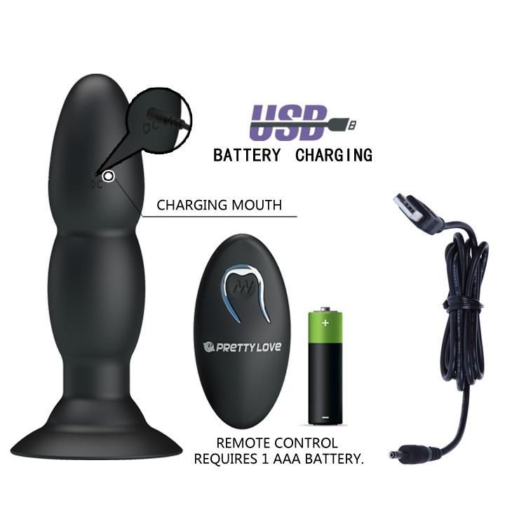 Анальна пробка Pretty Love RC Vibrating Butt Plug, 13,5 см (чорний)