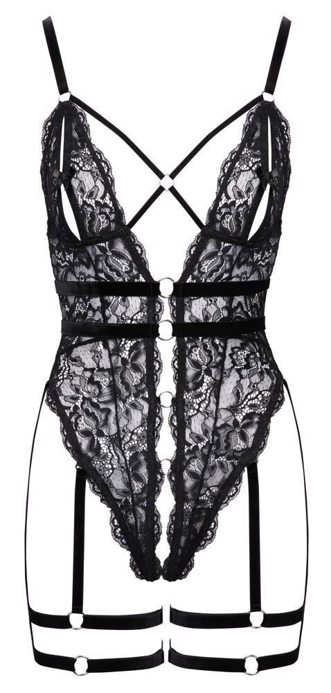 Боди Cottelli Lingerie Lace otwarte, M (черный)
