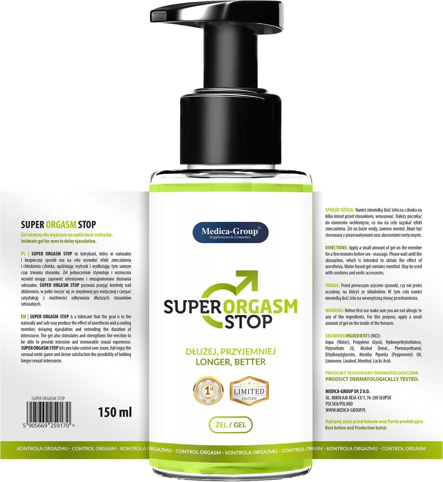 Żel przedłużający Medica-Group Super Orgasm Stop, 150 ml