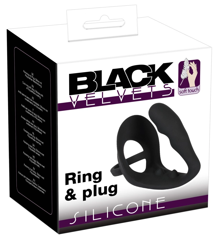 Стимулятор простаты Black Velvets Ring & Plug, 10.5 см (черный)