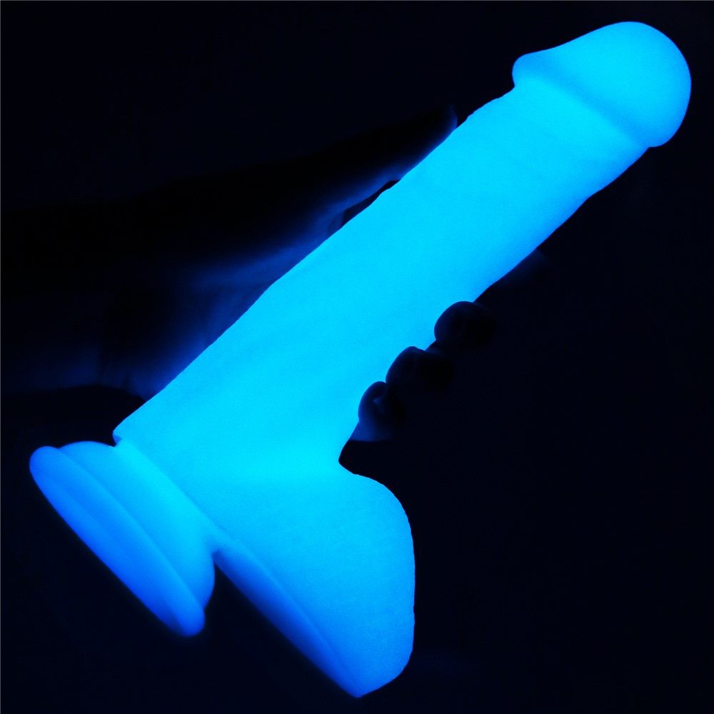 Неоновый фаллоимитатор LoveToy Lumino Play, 23 см (голубой)