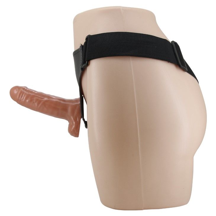 Страпон с вибрацией Baile Ultra Passionate Harness, 16 см (коричневый)