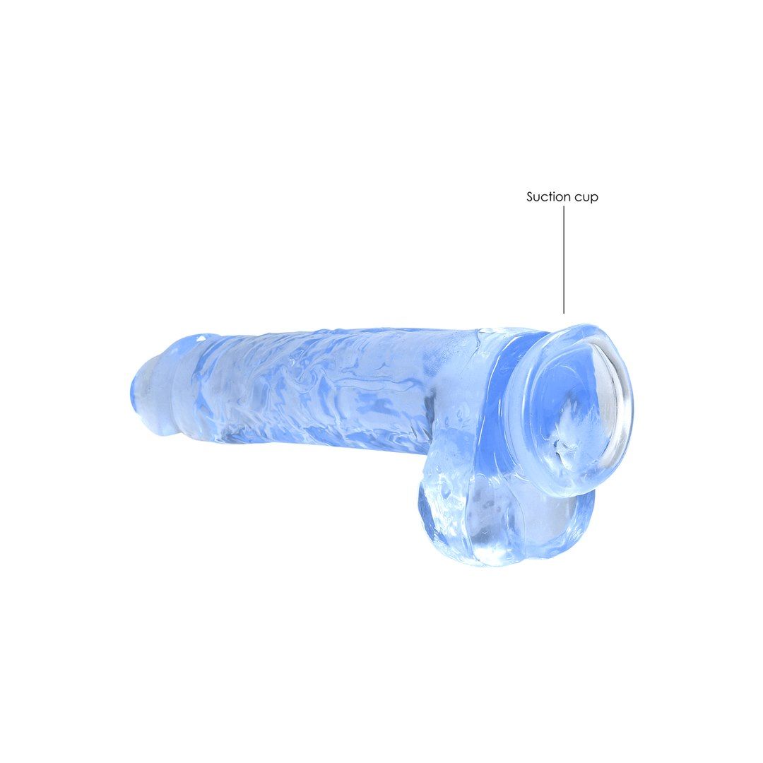 Dildo RealRock Crystal Clear 9", 25 cm (niebieski)