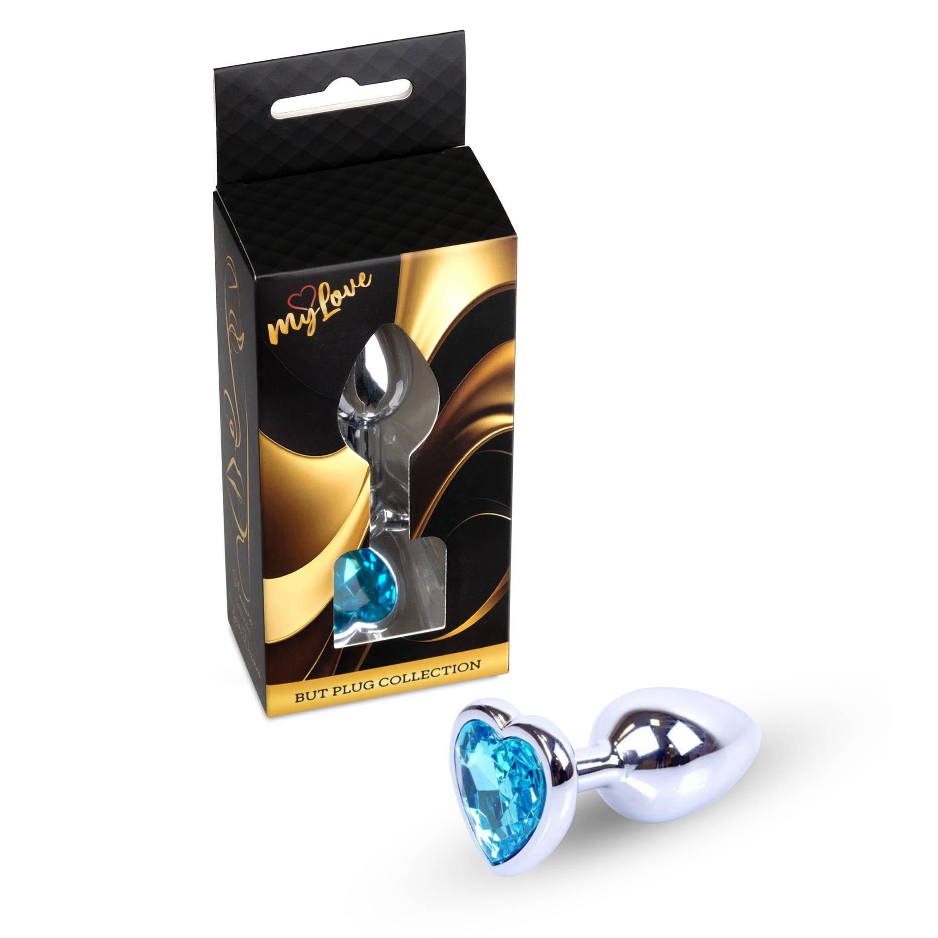 Korek analny MyLove Toys Jewellery Silver Heart Plug, 7 cm (niebieski)