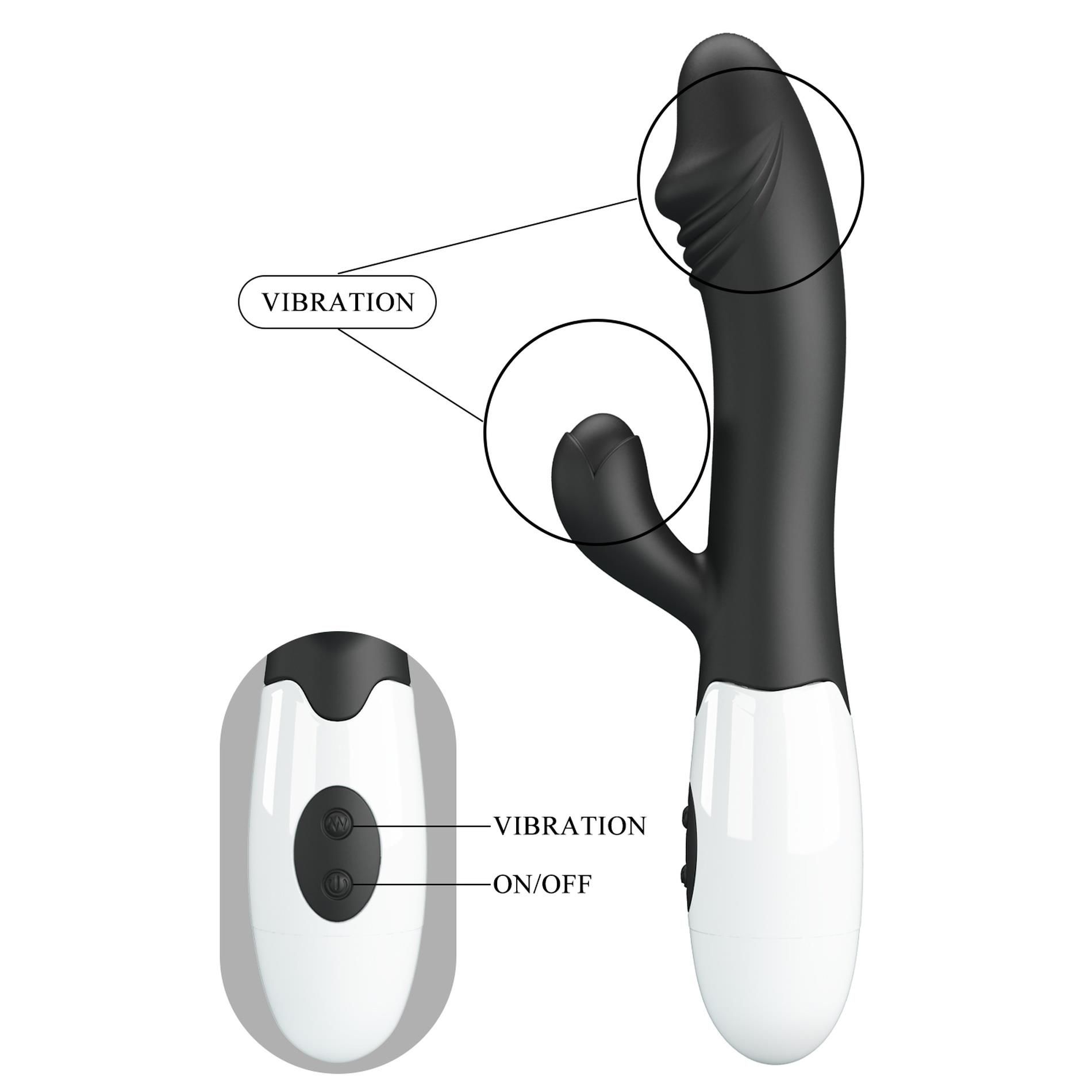 Wibrator królik Pretty Love Snappy, 19 cm (czarny)