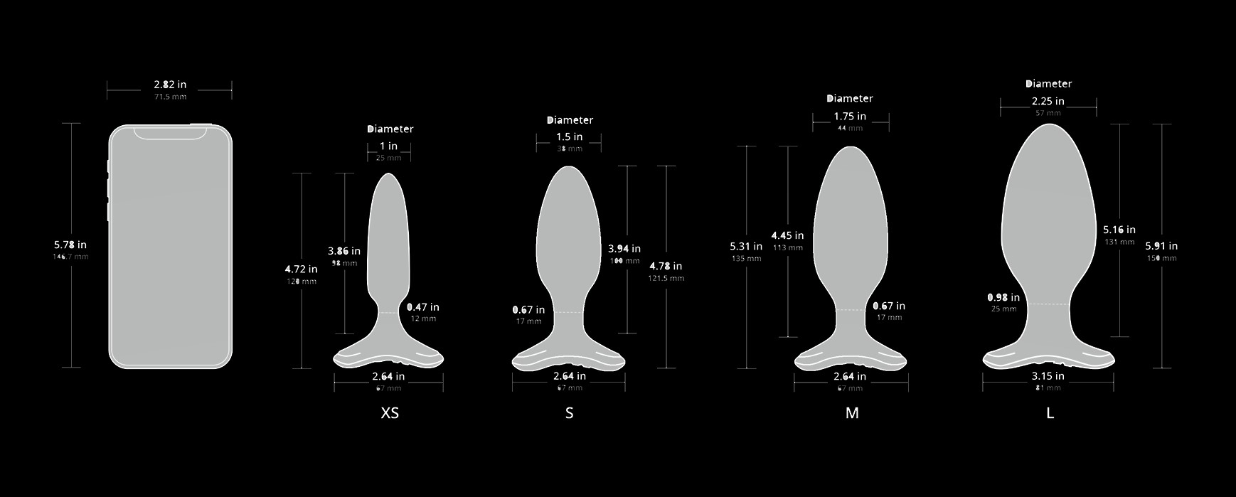 Korek analny Lovense Hush 2 M, 13,5 cm (czarny)