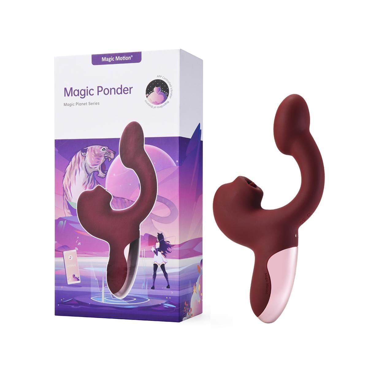 Вибратор-кролик Magic Motion Magic Ponder, 20.8 см (бордовый)
