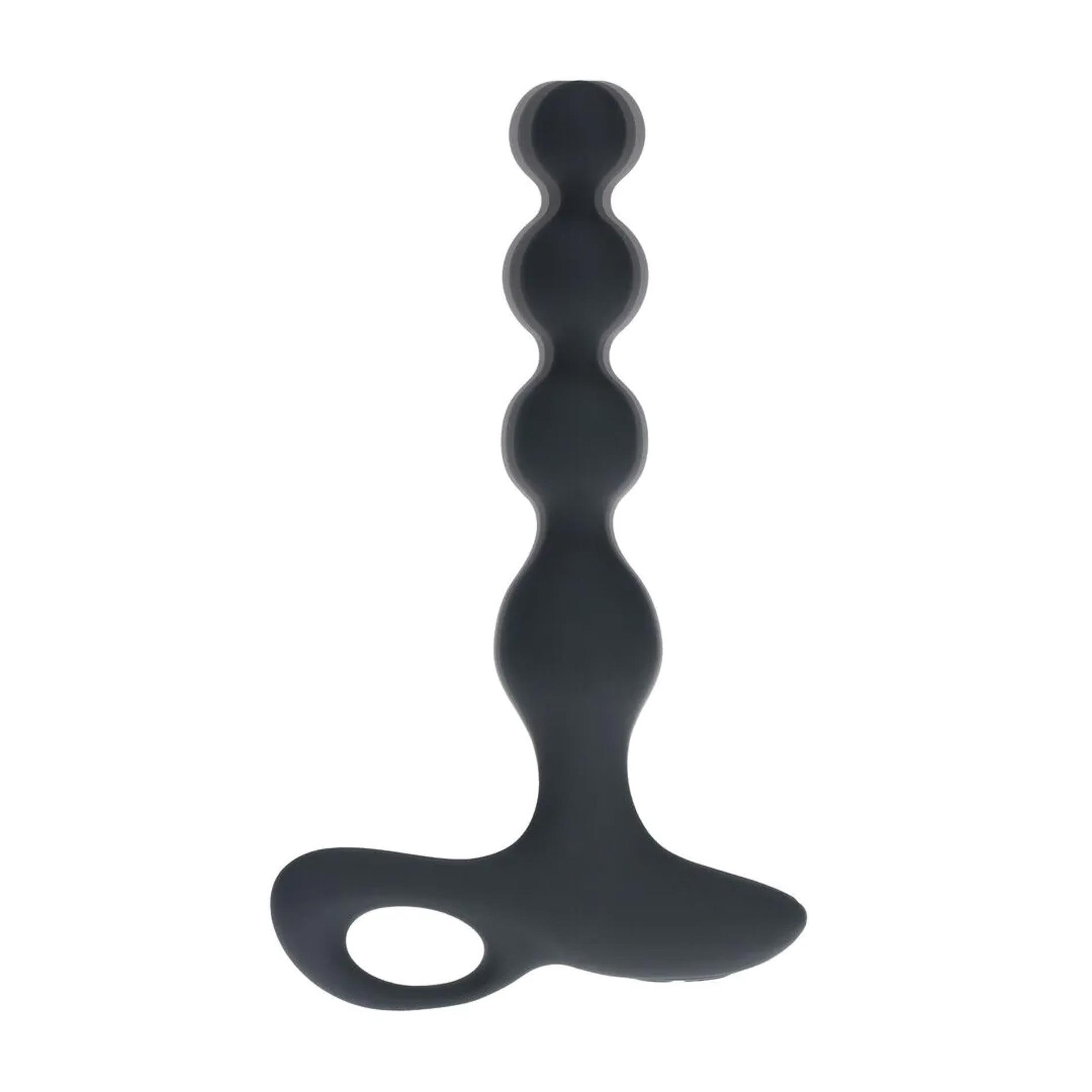 Levelz Remote Control Beaded Vibrating Silicone Anal Plug - Wibrator analny, Czarny, 20.3 cm